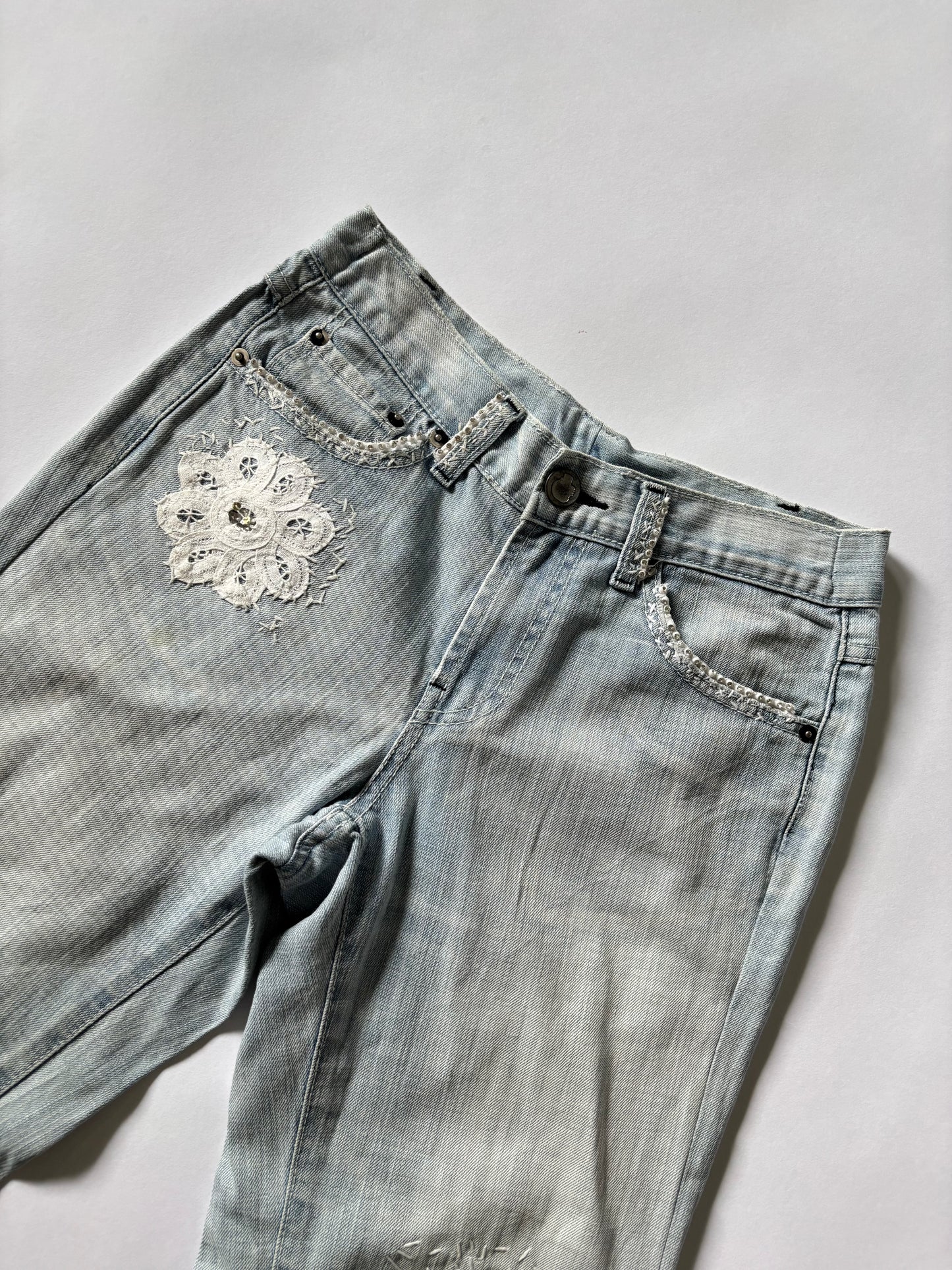 Women's Jeans Floral Lace Flare
