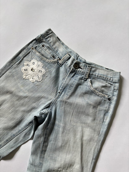 Women's Jeans Floral Lace Flare