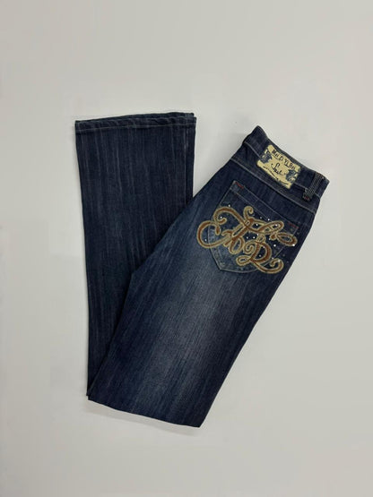Women's Vintage Embroidered Pocket Bootcut Jeans