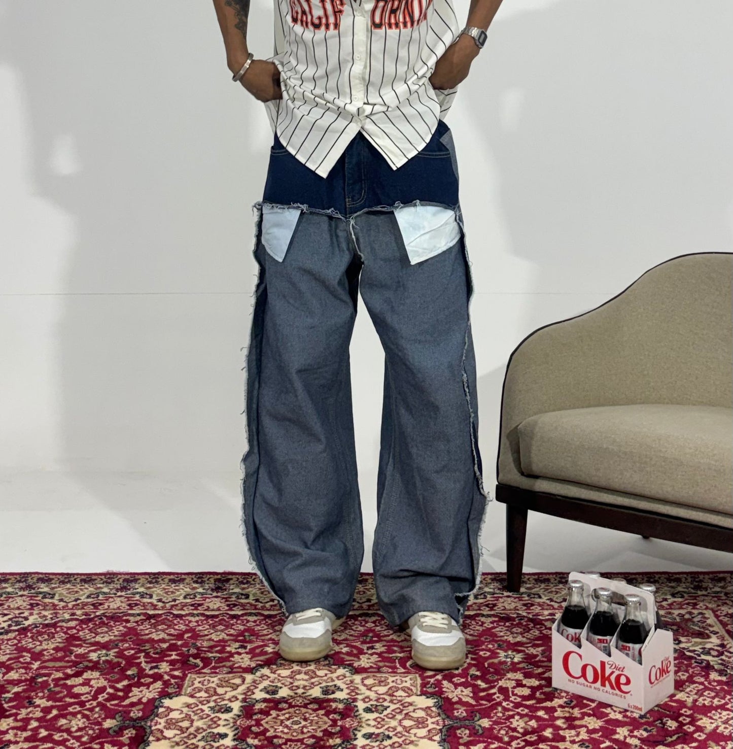 Reworked Panel Wide Leg Men's Denim – Vintage Wash