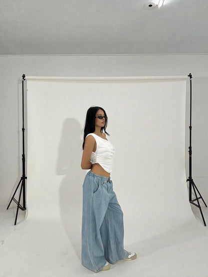 Y2K Light Wash Ultra Wide-Leg Women's Denim Jeans