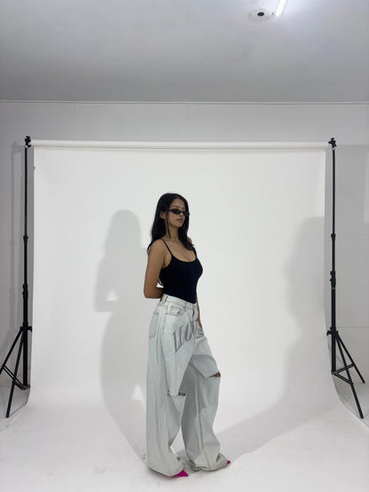 Y2K Graphic Print Wide-Leg Women's Jeans