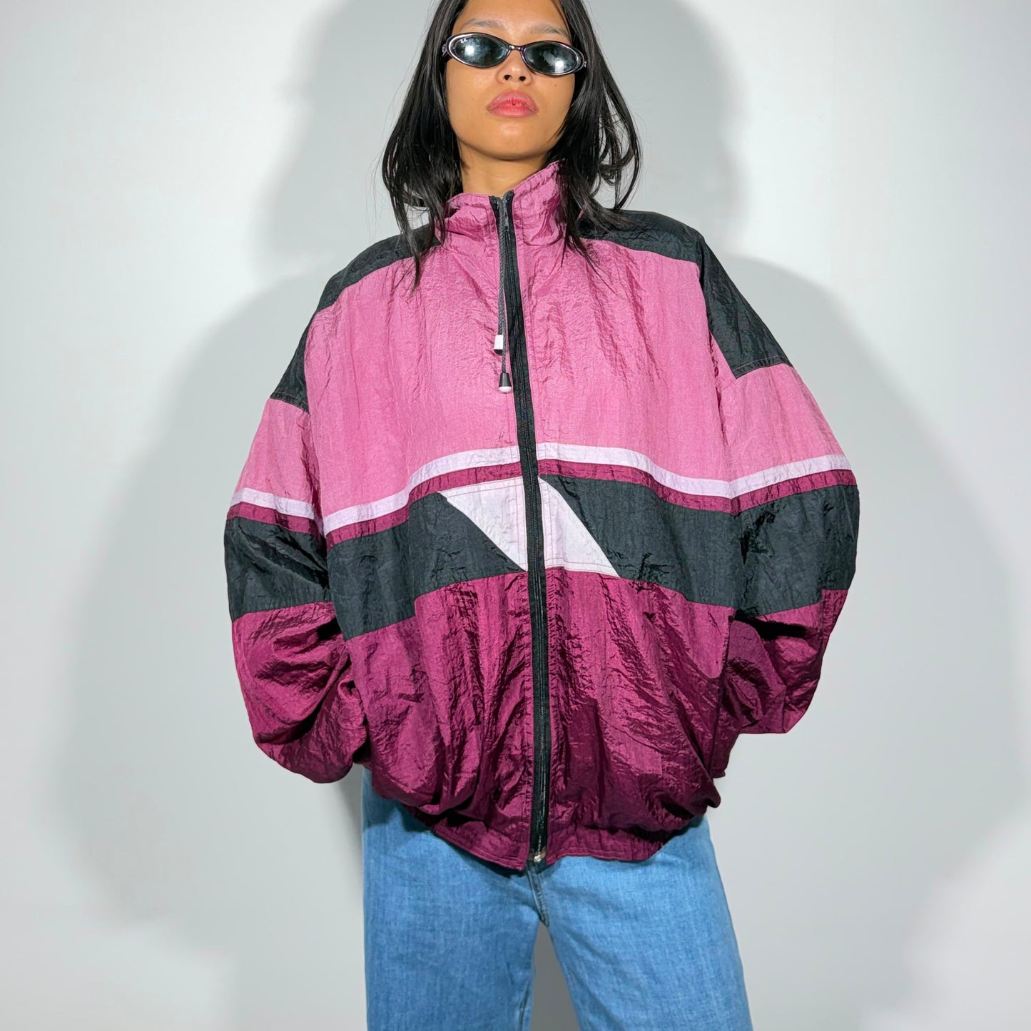 Mauve Jacket Black & Violet Women's Windbreaker