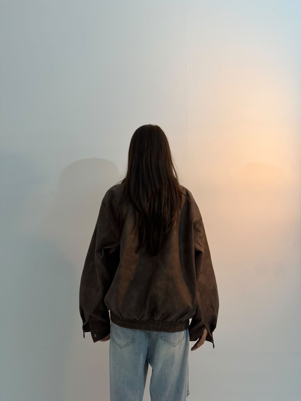 Women’s Vintage Distressed Brown Oversized Moto Leather Jacket