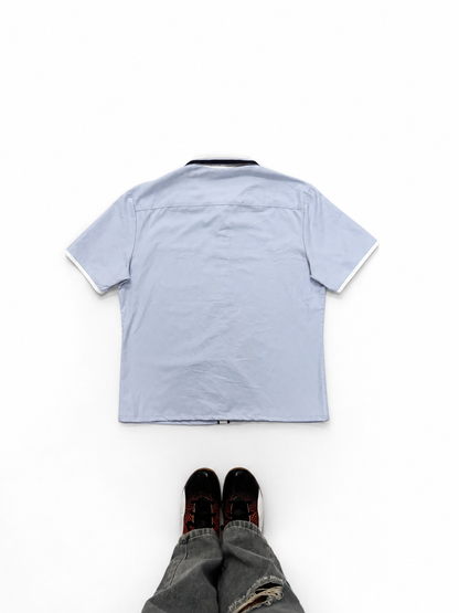Men's Light Blue Contrast Trim Short Sleeve Shirt