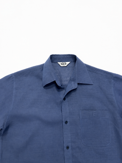 Men's Solid Blue Half Sleeve Casual Cotton Blend Shirt