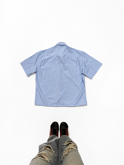 Men's Light Blue Textured Short Sleeve Casual Shirt