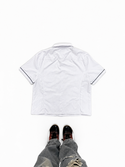 Men's Shirt White Pinstripe Short Sleeve Casual