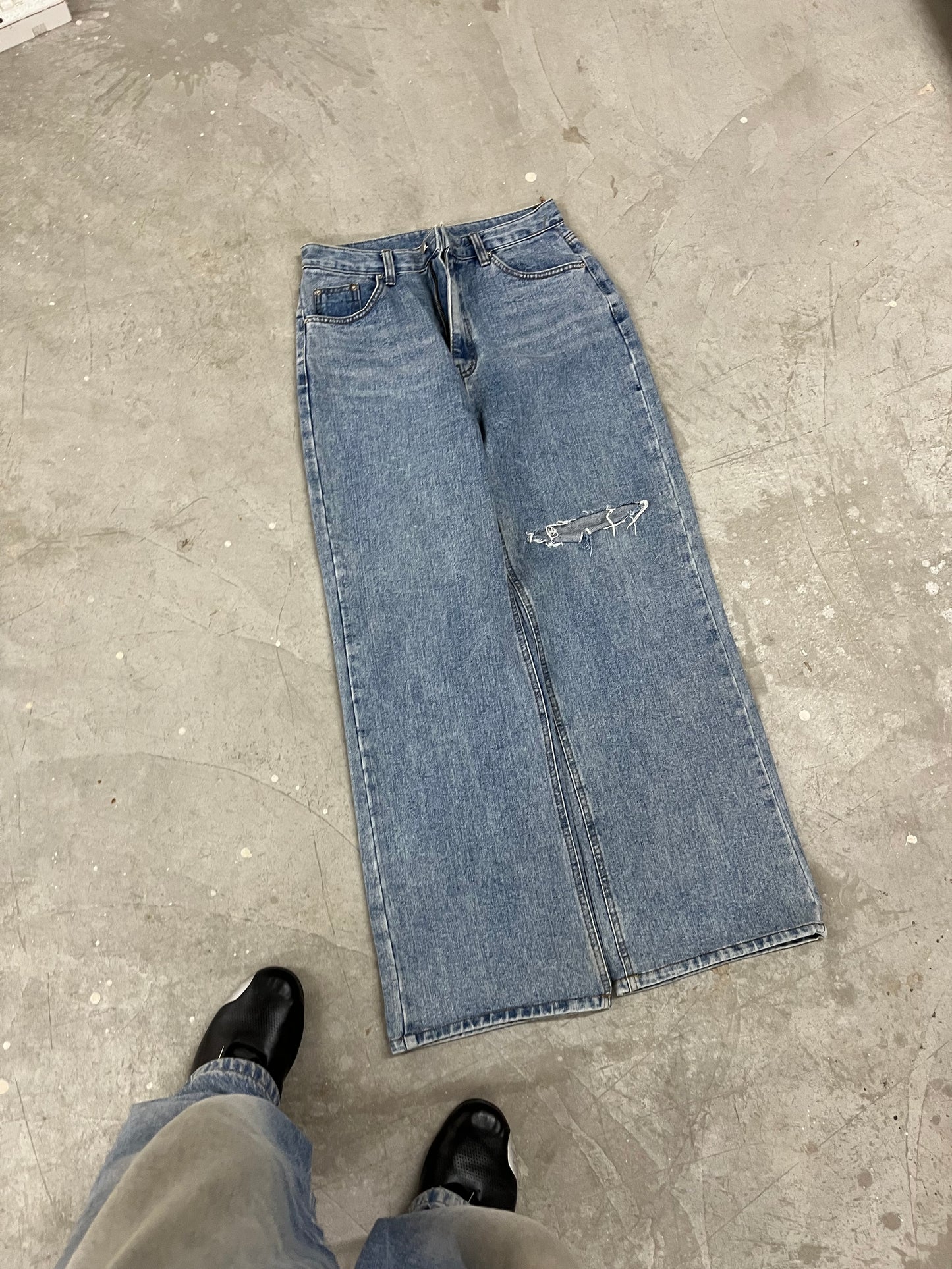Vintage Light Wash Wide-Leg Denim
